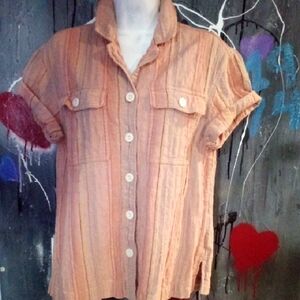 Madewell Women's Peach Button-Up Shirt